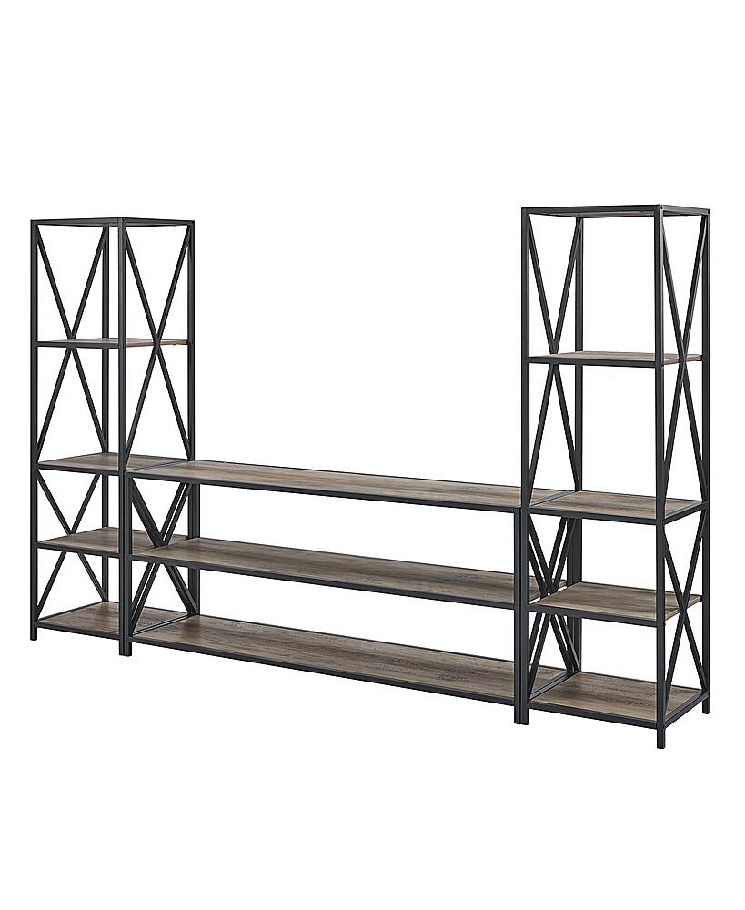 Angle View: Walker Edison - 3-Piece Industrial Bookcase Set - Grey Wash