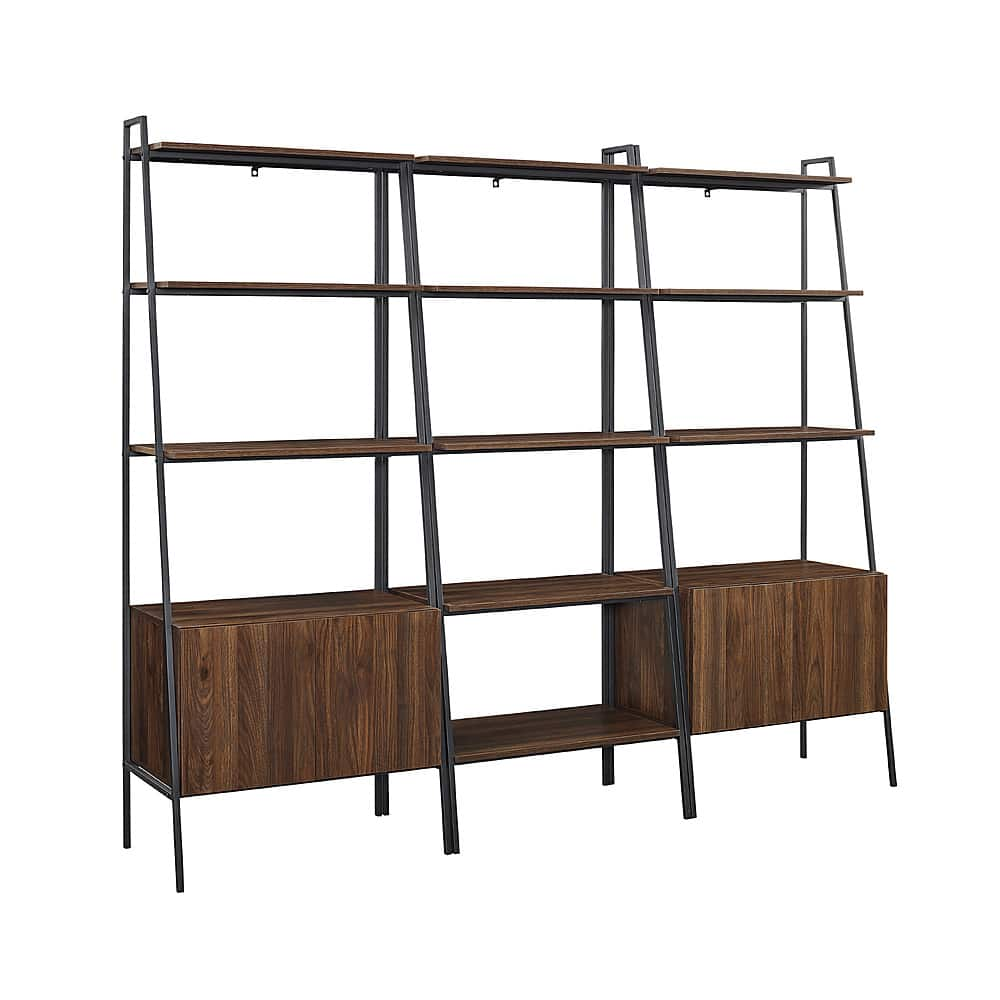 Angle View: Walker Edison - Arlo 3-Piece Storage Shelf Set - Dark Walnut