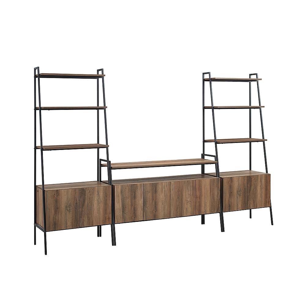 Angle View: Walker Edison - 3-Piece Ladder Storage Entertainment Wall - Reclaimed Barnwood