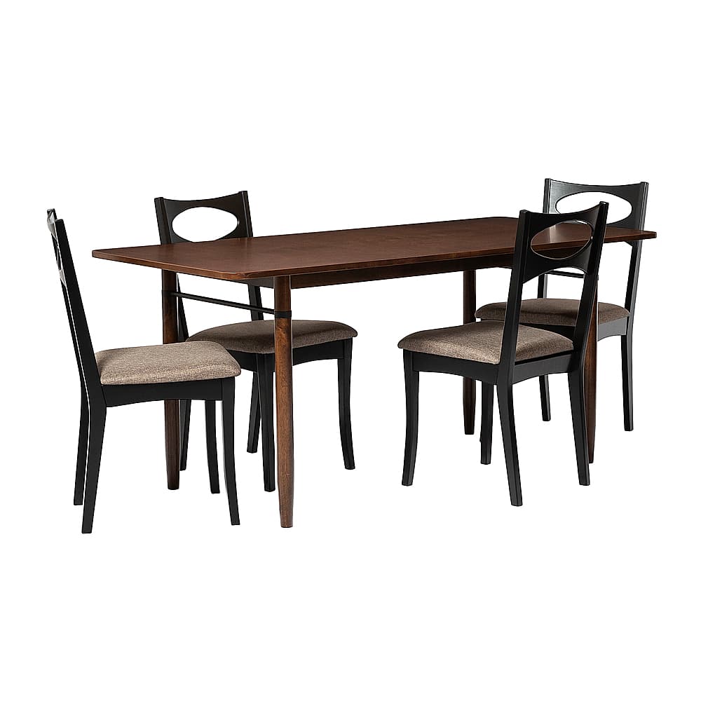 Angle View: Walker Edison - 5 Piece Modern Dining Set - Walnut/Black