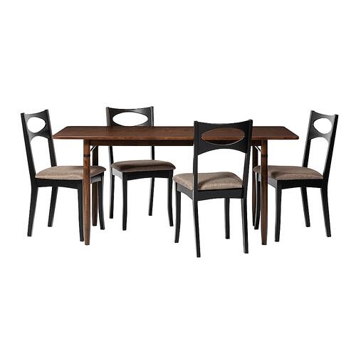 Walker Edison - 5 Piece Modern Dining Set - Walnut/Black