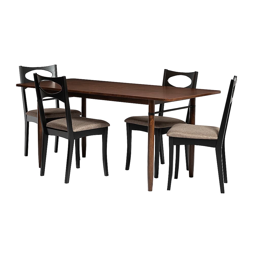 Left View: Walker Edison - 5 Piece Modern Dining Set - Walnut/Black