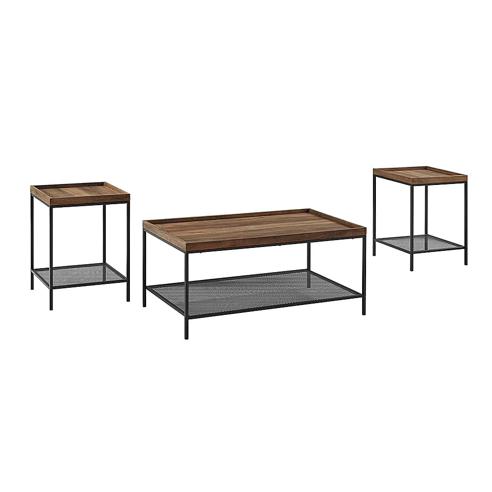 Angle View: Walker Edison - 3-Piece Tray Top Accent Table Set - Reclaimed Barnwood