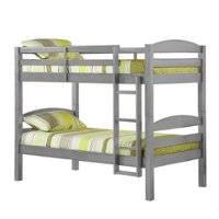Walker Edison - Rustic Solid Wood Twin Bunk Bed with Trundle - Grey - Front_Zoom