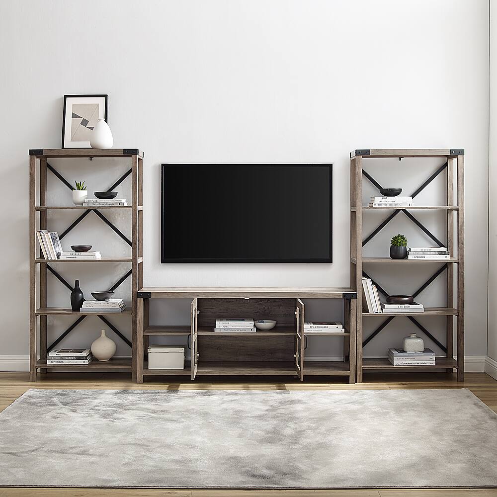 Walker Edison Modern Farmhouse Wall Tv Stand For Tv S Up To 65 Gray Wash w60mx2gw Best Buy