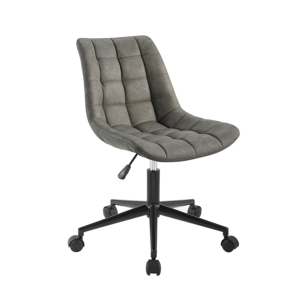 Angle View: Walker Edison - Modern Faux Leather Armless Swivel Chair - Smoke Grey