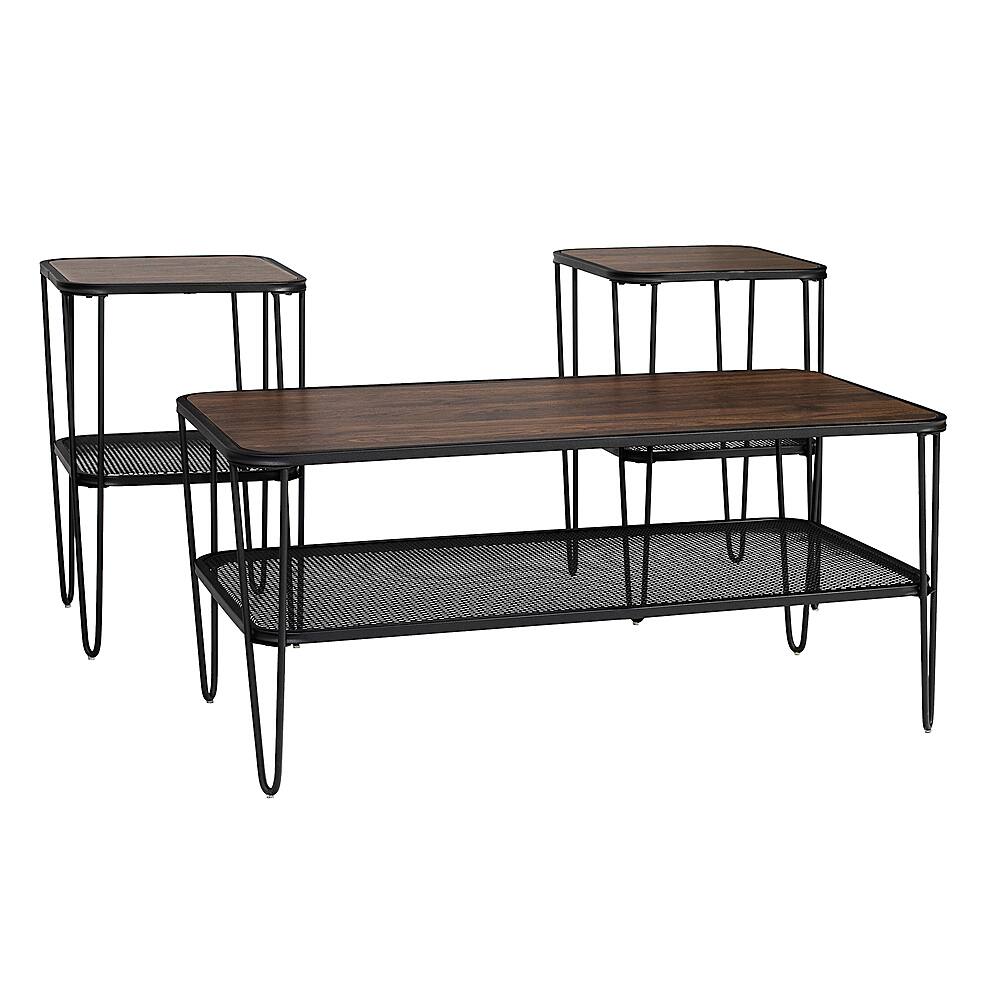 Angle View: Walker Edison - 3-Piece Hairpin Leg Accent Table Set - Dark Walnut