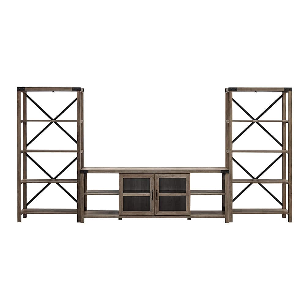 Front. Walker Edison - Modern Farmhouse Wall TV Stand for  TV's up to 80” - Gray Wash.