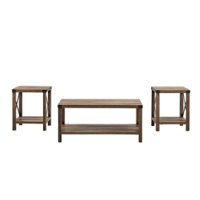Walker Edison - 3-Piece Rustic Wood and Metal Accent Table Set - Rustic Oak/Black - Front_Zoom