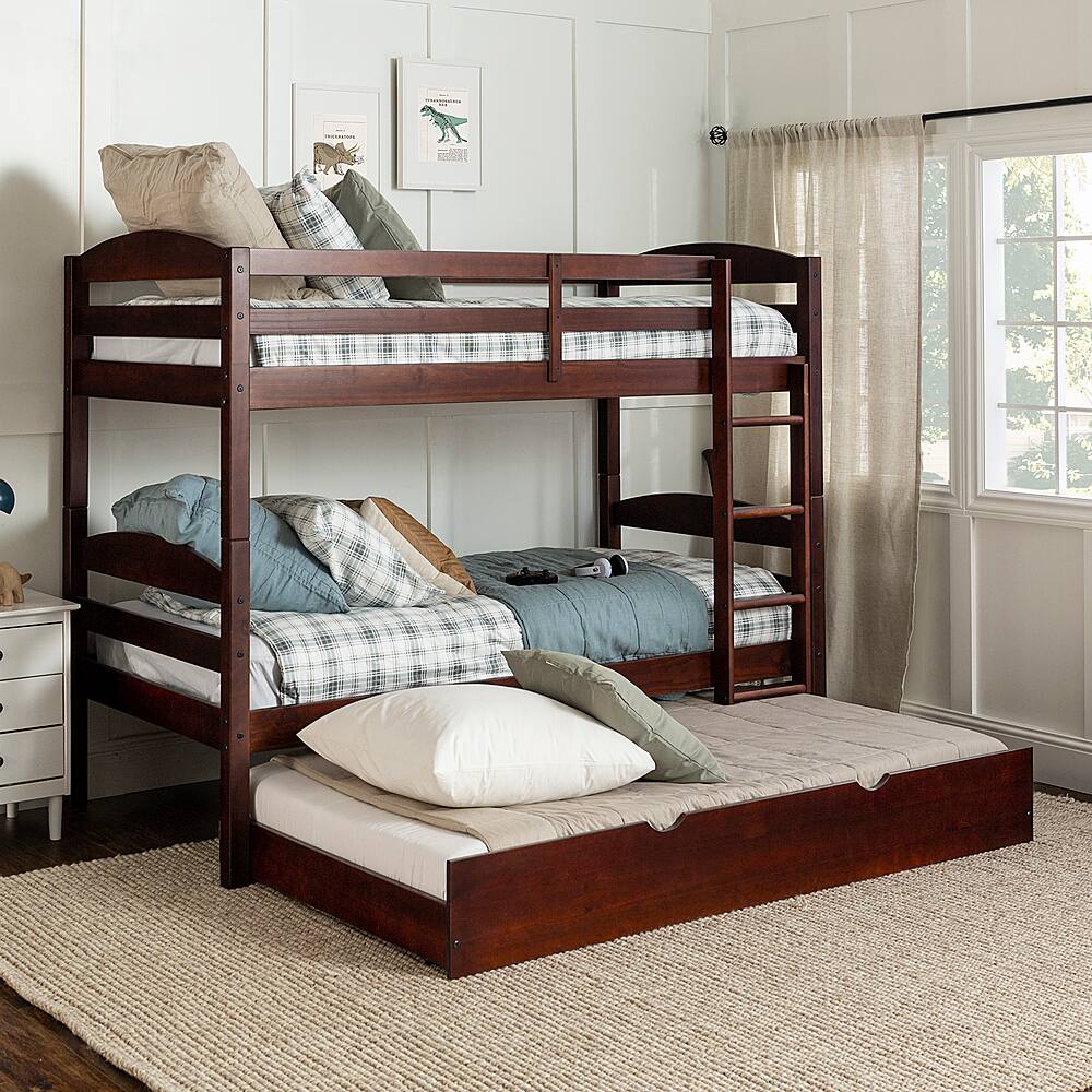 Walker Edison Rustic Solid Wood Twin Over Twin Bunk with Trundle