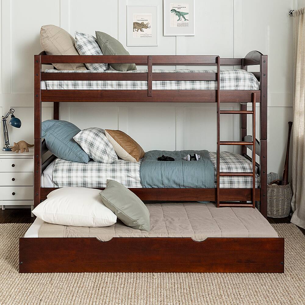 Walker Edison Rustic Solid Wood Twin Over Twin Bunk with Trundle