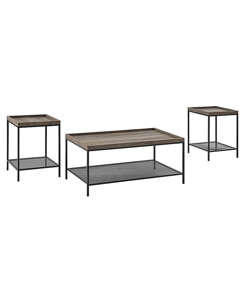 Angle View: Walker Edison - 3-Piece Tray Top Accent Table Set - Grey Wash