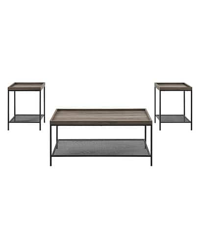 Walker Edison - 3-Piece Tray Top Accent Table Set - Grey Wash