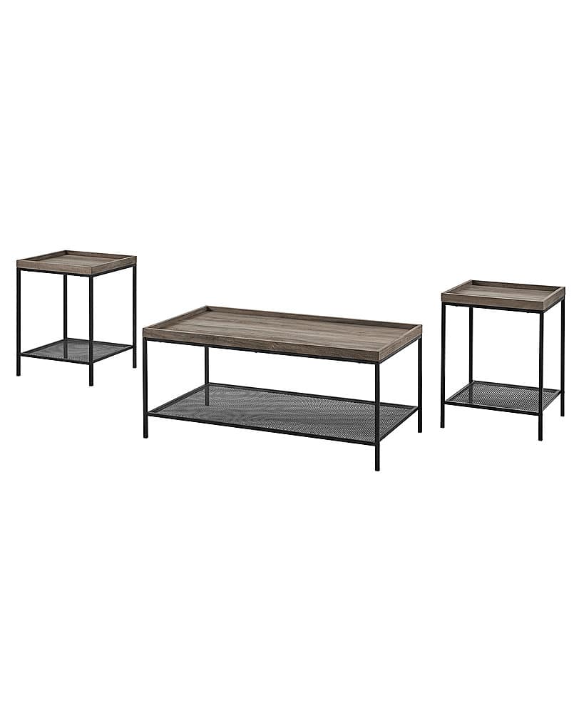 Left View: Walker Edison - 3-Piece Tray Top Accent Table Set - Grey Wash