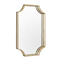 Walker Edison - 32" Rectangle Notched Corner Metal Framed Mirror - Antique Brass - Antique Brass - Angle_Zoom