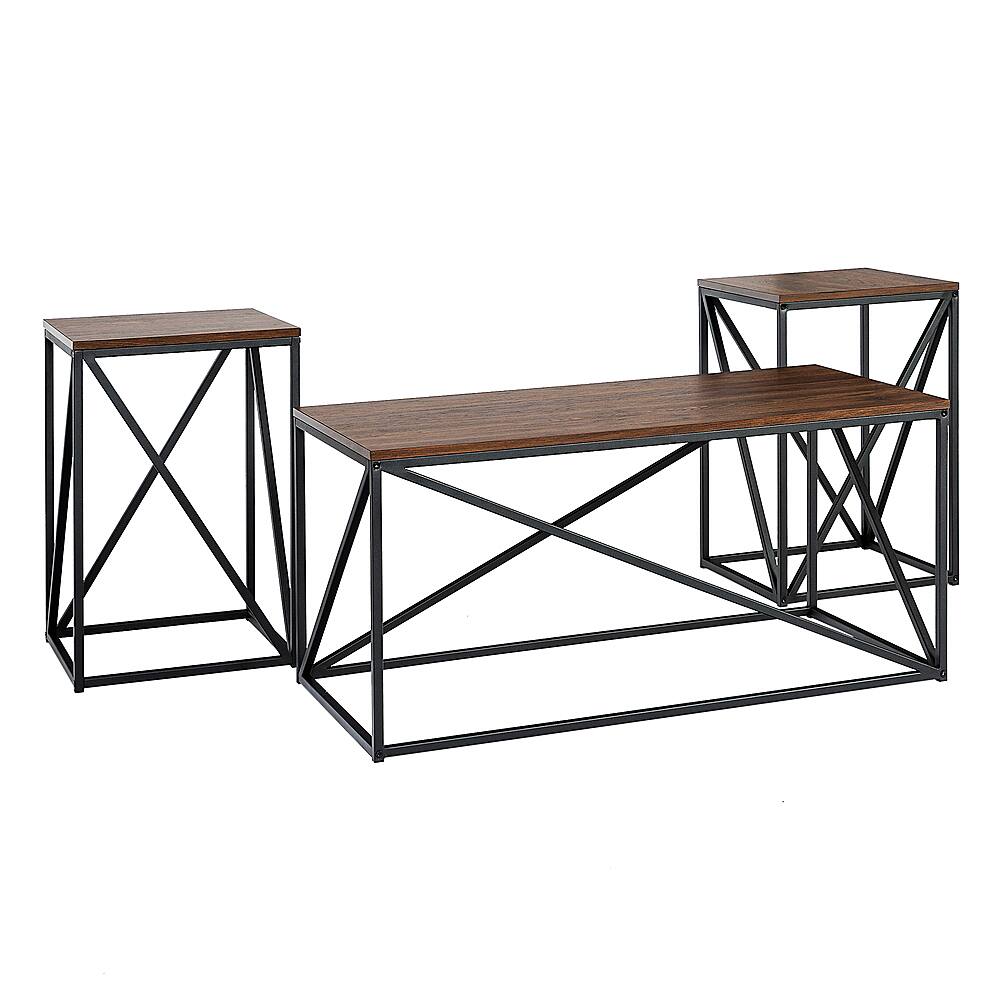 Angle View: Walker Edison - 3-Piece Geometric Table Set - Dark Walnut