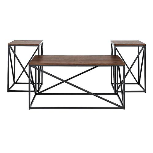 Walker Edison - 3-Piece Geometric Table Set - Dark Walnut