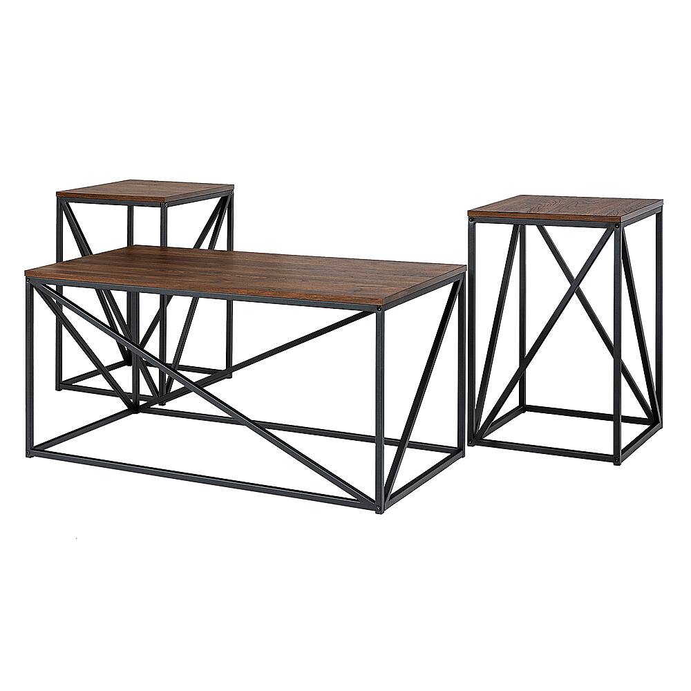 Left View: Walker Edison - 3-Piece Geometric Table Set - Dark Walnut