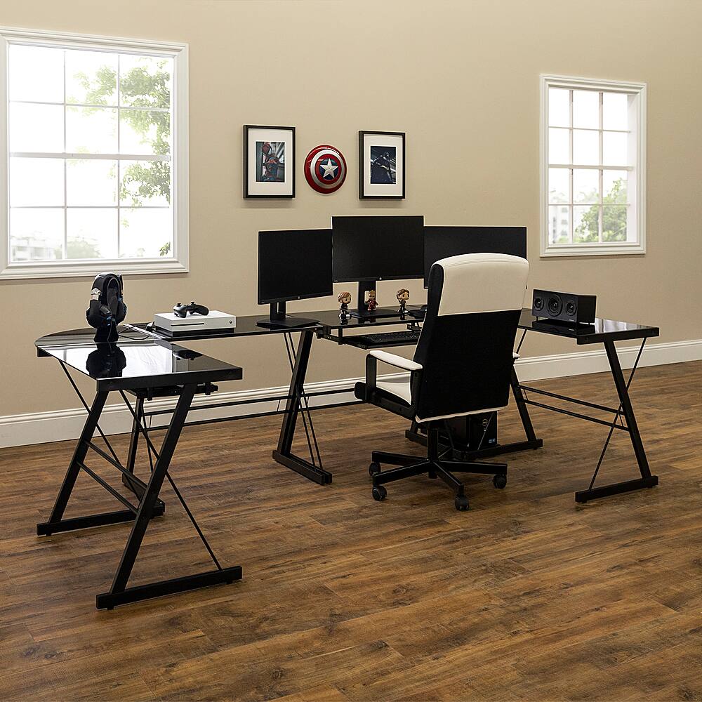Alt View 12. Walker Edison - Command Center Gaming Station Computer Desk - Black.