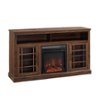 Walker Edison - Traditional 58" Tall Glass Two Door Soundbar Storage Fireplace TV Stand for Most TVs up to 65" - Dark Walnut