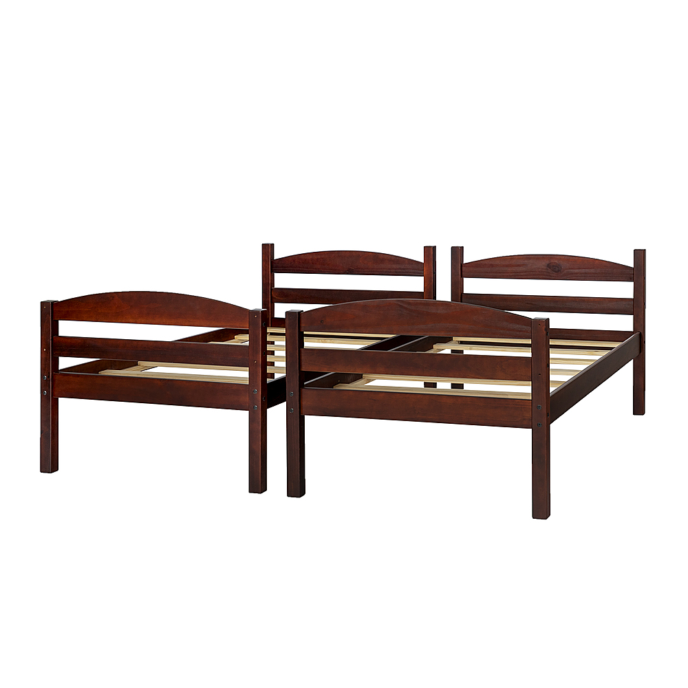 Angle View: Walker Edison - Rustic Solid Wood Twin Bunk Bed with Trundle - Espresso