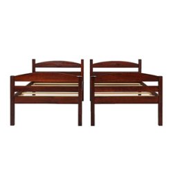 Walker Edison - Rustic Solid Wood Twin Bunk Bed with Trundle - Espresso - Front_Zoom