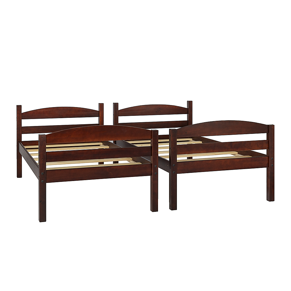 Left View: Walker Edison - Rustic Solid Wood Twin Bunk Bed with Trundle - Espresso
