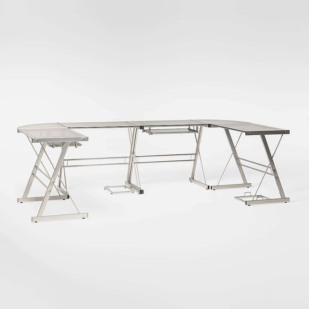 Front. Walker Edison - Command Center Gaming Station Computer Desk - Smoke.