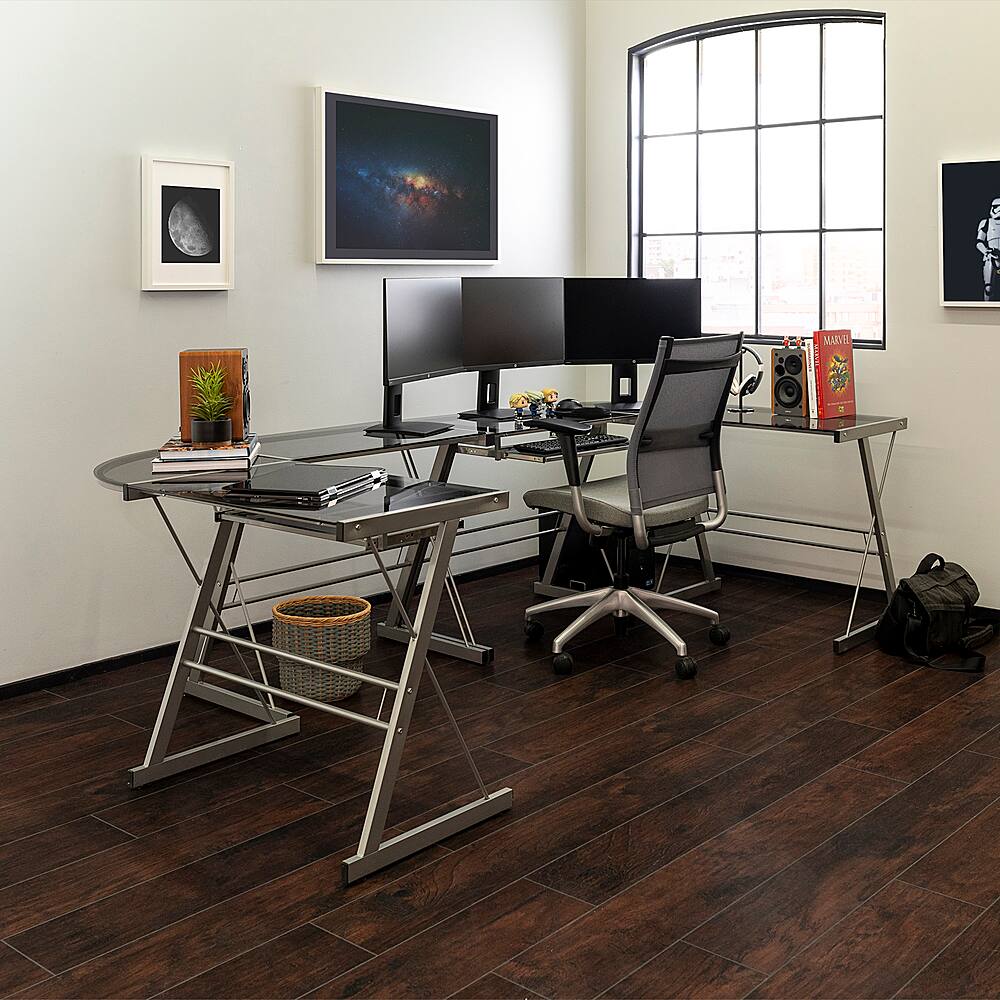 Alt View 12. Walker Edison - Command Center Gaming Station Computer Desk - Smoke.