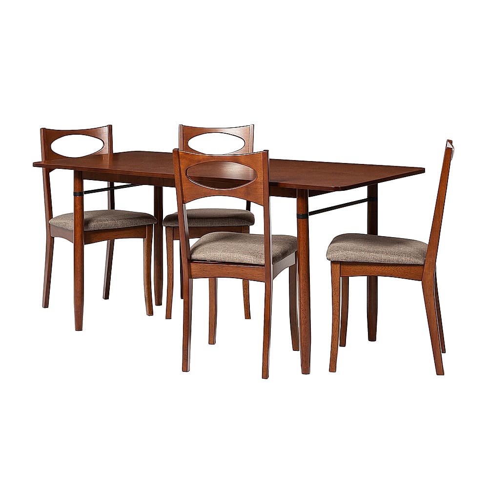 Angle View: Walker Edison - 5 Piece Modern Dining Set - Acorn/Acorn