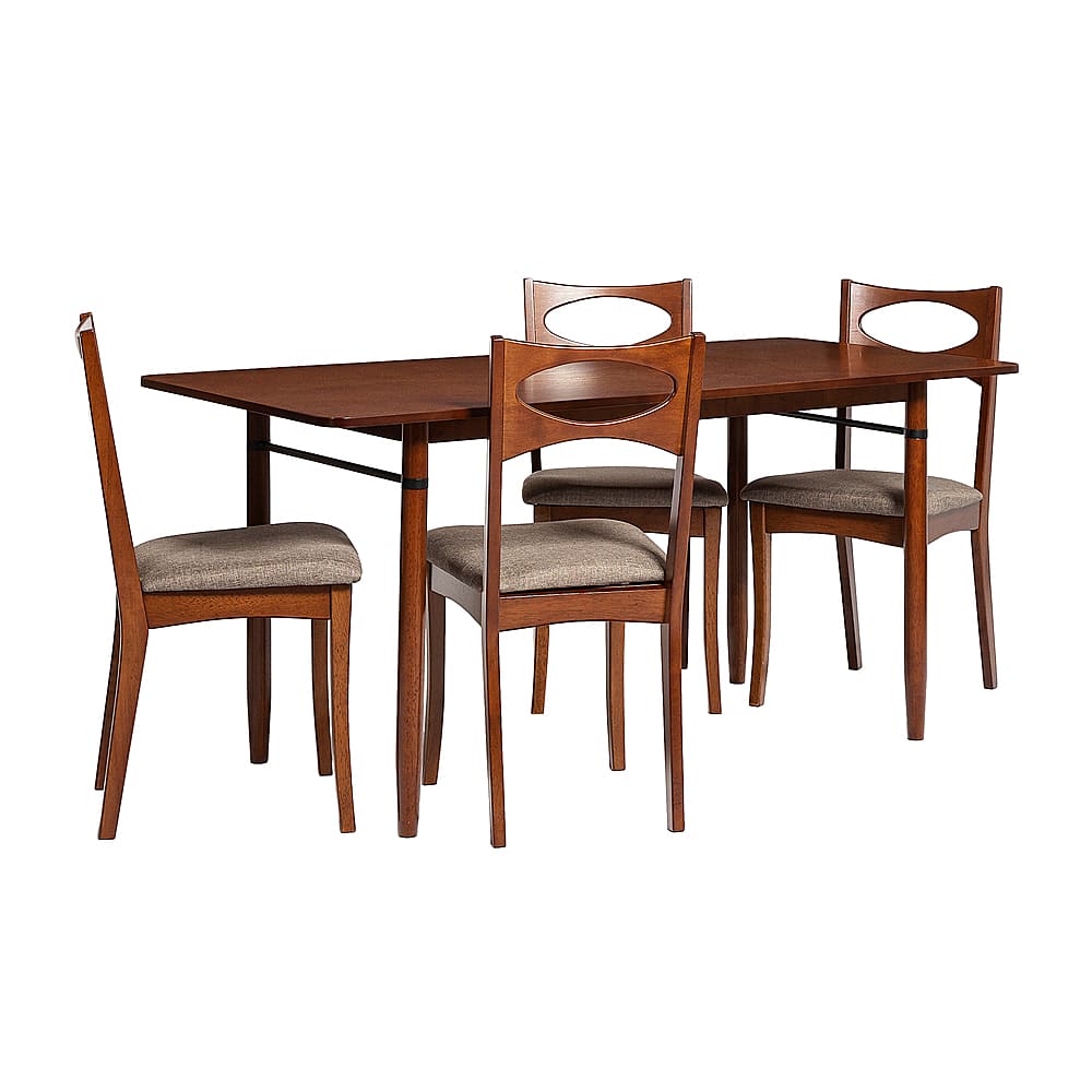 Left View: Walker Edison - 5 Piece Modern Dining Set - Acorn/Acorn