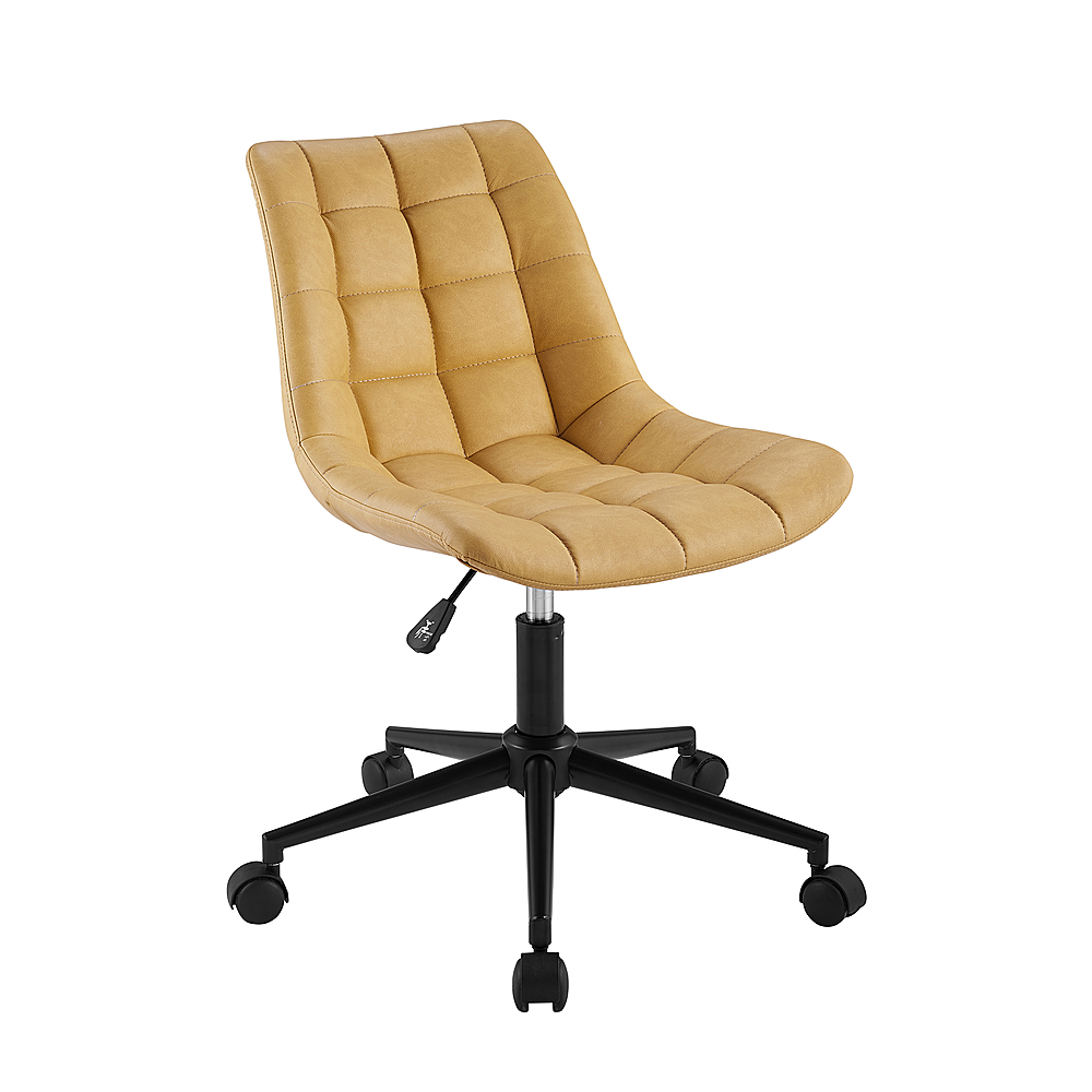 Angle View: Walker Edison - Modern Faux Leather Armless Swivel Chair - Dijon