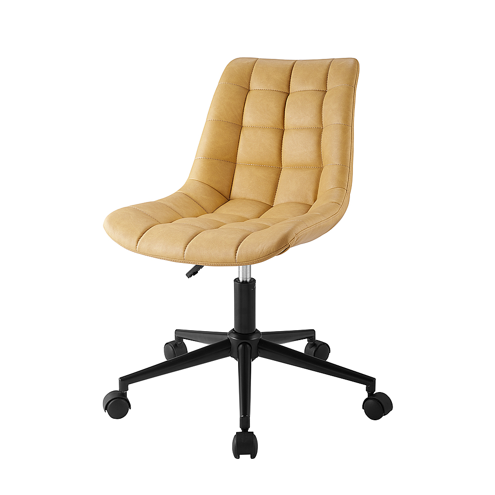 Left View: Walker Edison - Modern Faux Leather Armless Swivel Chair - Dijon