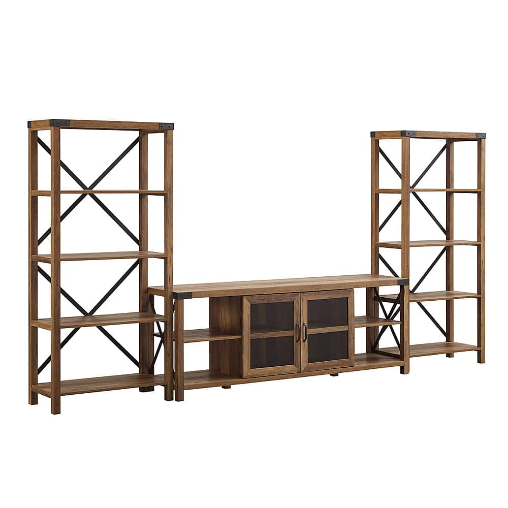 Angle View: Walker Edison - Modern Farmhouse Wall TV Stand for  TV's up to 80” - Rustic Oak