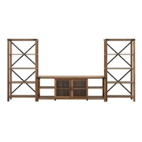 Walker Edison - Modern Farmhouse Wall TV Stand for  TV's up to 80” - Rustic Oak - Front_Zoom