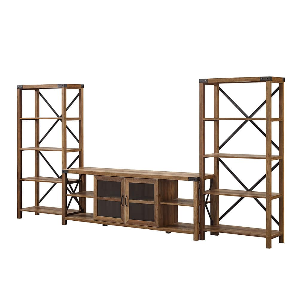 Left View: Walker Edison - Modern Farmhouse Wall TV Stand for  TV's up to 80” - Rustic Oak