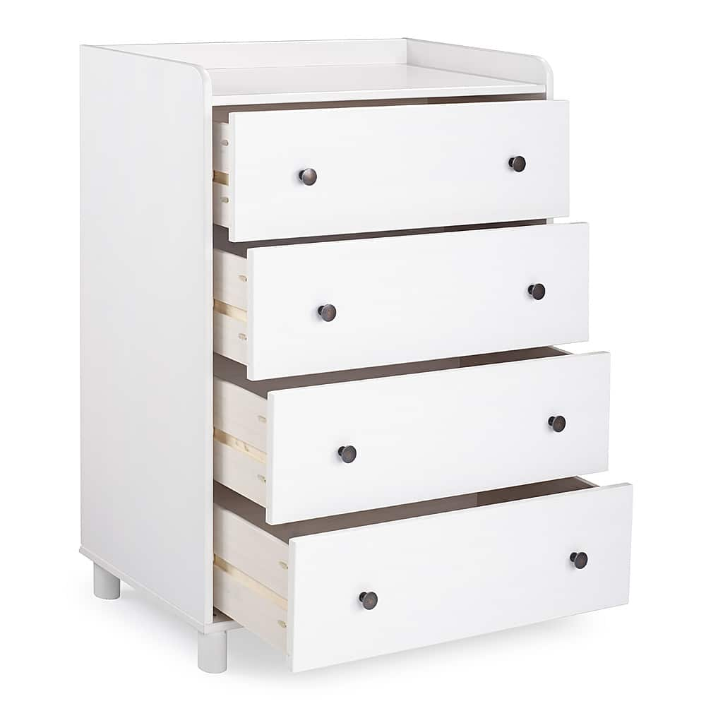 Left View: Walker Edison - Modern 4 Drawer Tray Top Wood Dresser - White