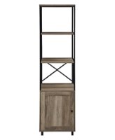 Walker Edison - Landry 64" 1 Door Metal and Wood Media Tower - Grey Wash - Front_Zoom