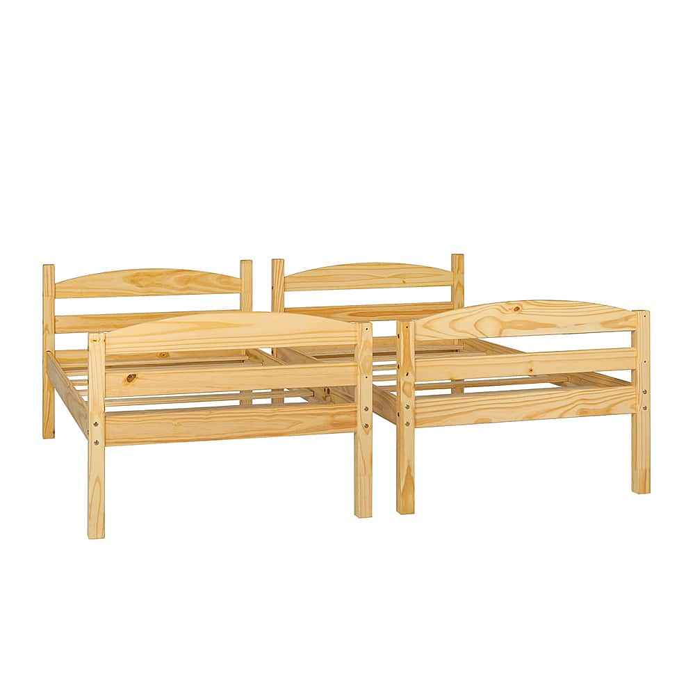 Angle View: Walker Edison - Rustic Solid Wood Twin Bunk Bed with Trundle - Natural