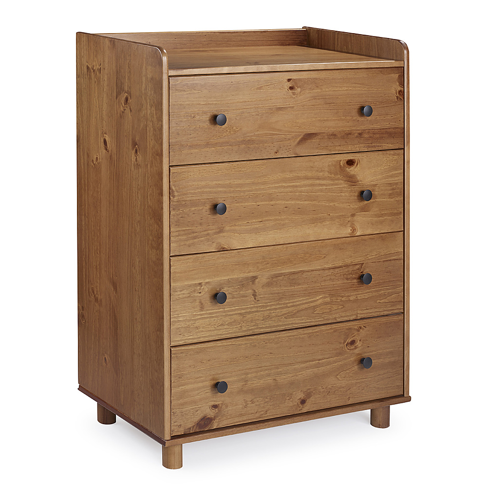Angle View: Walker Edison - Modern 4 Drawer Tray Top Wood Dresser - Caramel