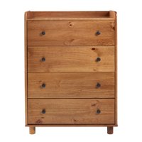 Walker Edison - Modern 4 Drawer Tray Top Wood Dresser - Caramel - Front_Zoom