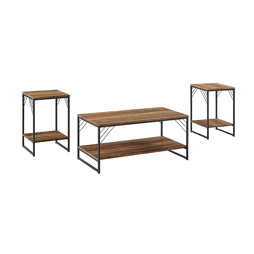 Angle View: Walker Edison - 3-Piece Table Set - Industrial Metal Accent - Reclaimed Barnwood