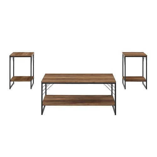 Walker Edison - 3-Piece Table Set - Industrial Metal Accent - Reclaimed Barnwood