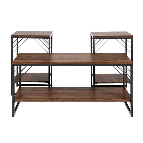 Walker Edison - 3-Piece Table Set - Industrial Metal Accent - Dark Walnut