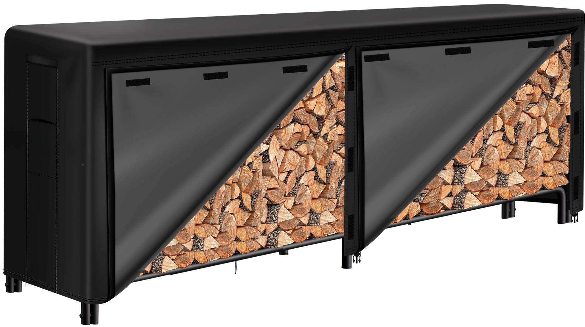 JETRANSPORT - Amagabeli 8ft Firewood Log Rack Outdoor Heavy Duty Logs Holder For Fireplace Indoor Adjustable Wood Racks - 8ft Rack+Cover