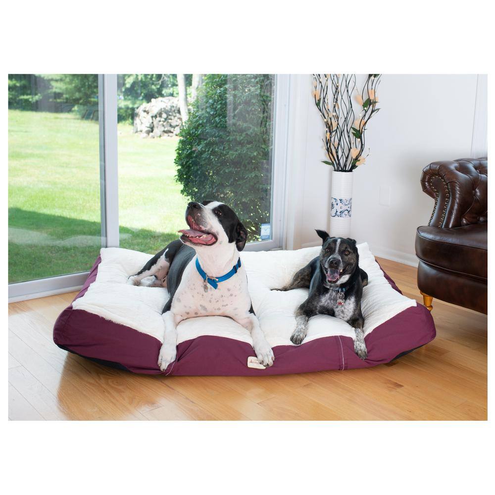 Alt View 5. Armarkat - Double Extra Large Pet Bed Mat With Poly Fill Cushion In Ivory and Burgundy - White.