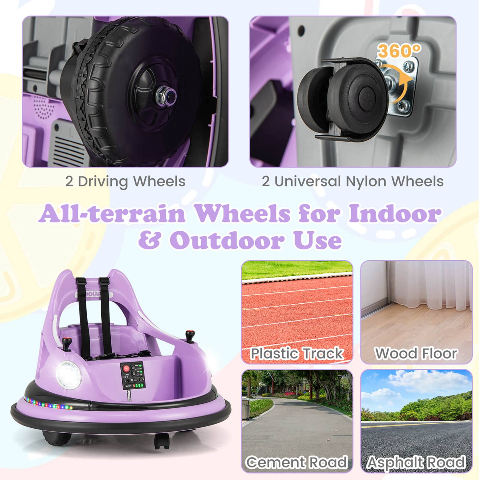 360° 2 Driving Wheels 2 Universal Nylon Wheels All-terrain Wheels for Indoor & Outdoor Use OU Plastic Track Wood Floor - 1001 Cement Road Asphalt Road