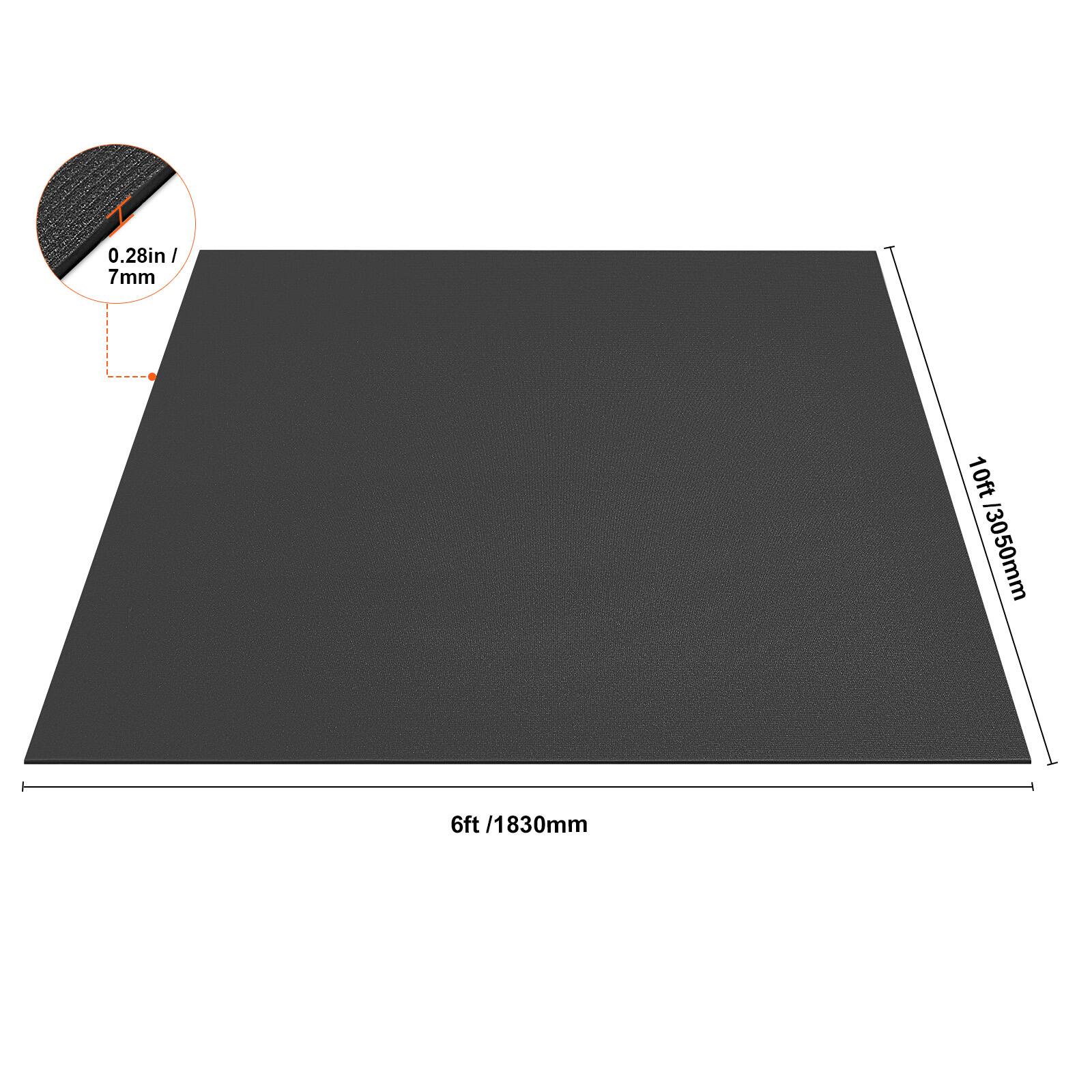 0.28in / 7mm  
10ft / 3050mm  
6ft / 1830mm