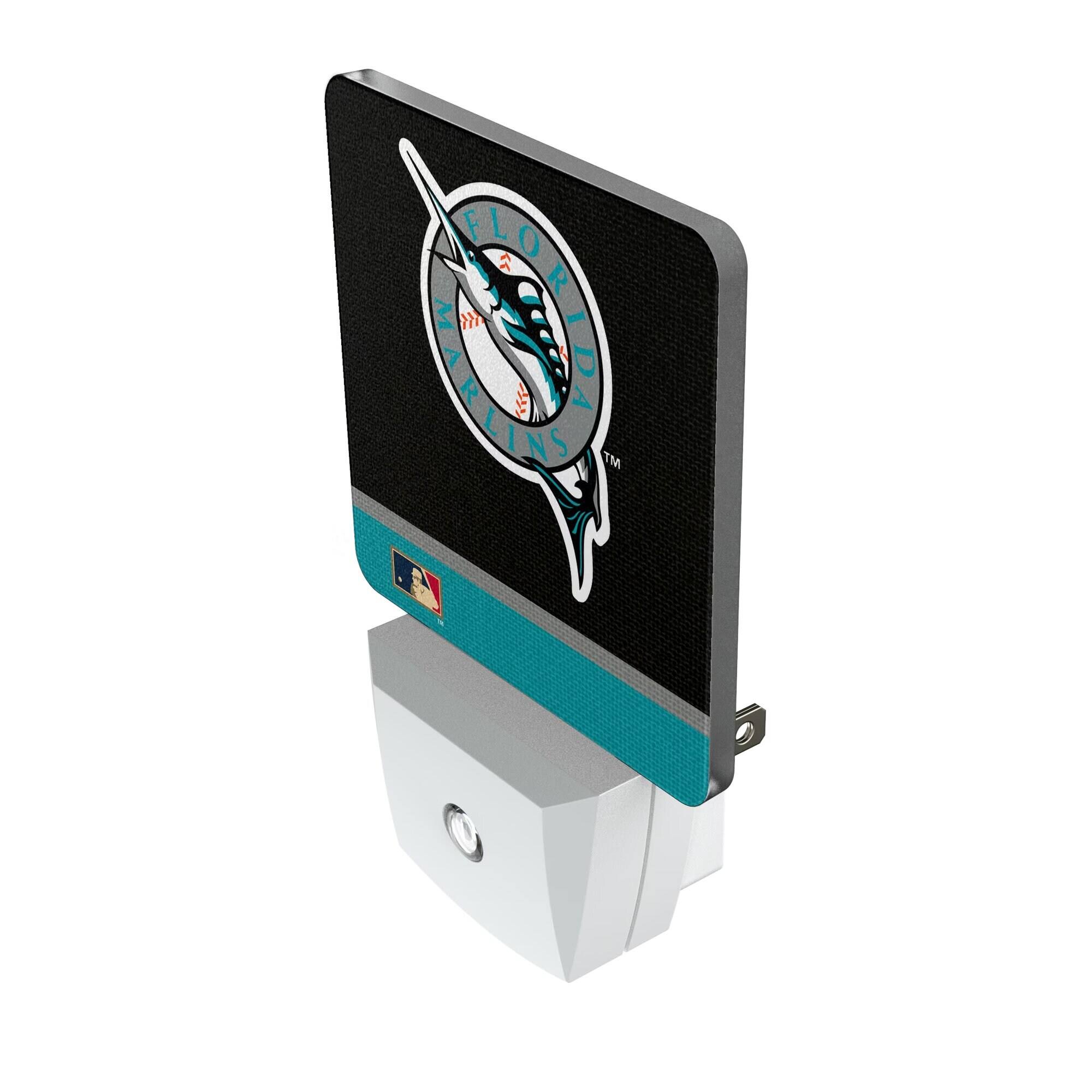 Alt View 1. Keyscaper - Miami Marlins Stripe Design Nightlight 2-Pack - Multicolor.