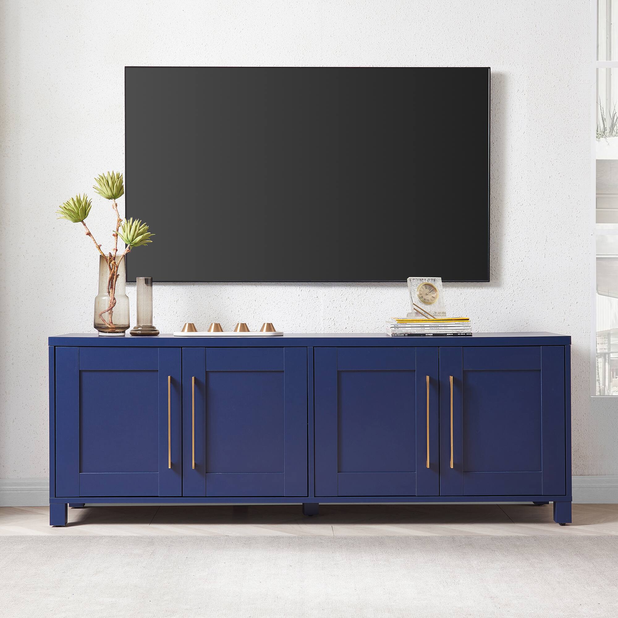 Alt View 1. Hudson&Canal - Chabot TV Stand Fits Most TVs up to 75 inches - Dark Blue.